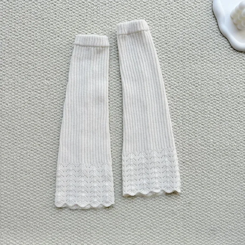 New Knitted Leg Warmers Cotton Blend Lace Crochet Boot Toppers Boho Striped Flared Stacked Socks Layering Winter Warm Foot Cuffs