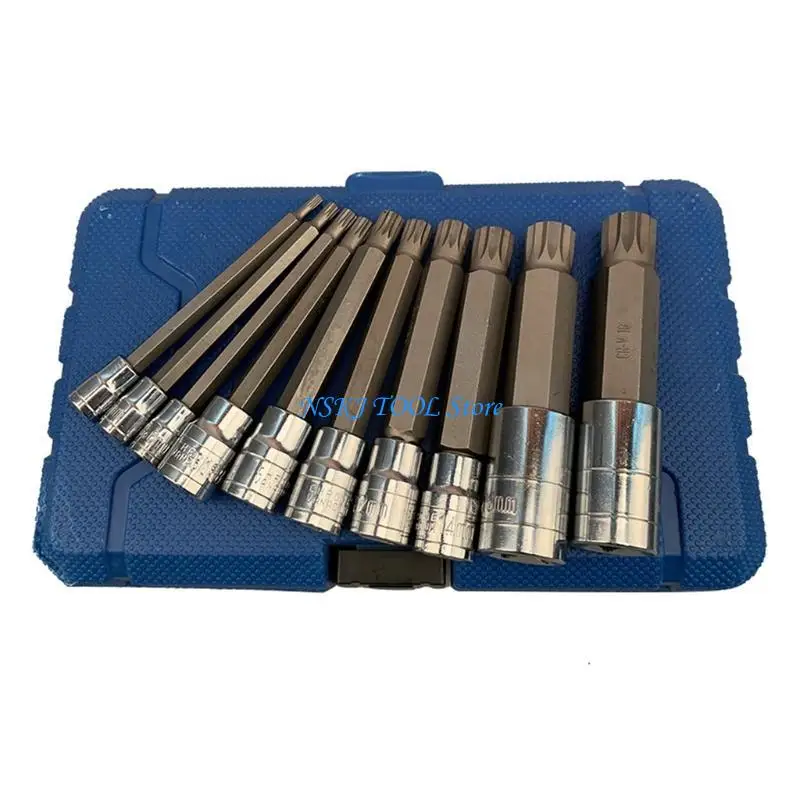 

L8RC 10 Pieces Wrench Female Torx Male Pressure Batch Sleeve Group Sets Anti-rust