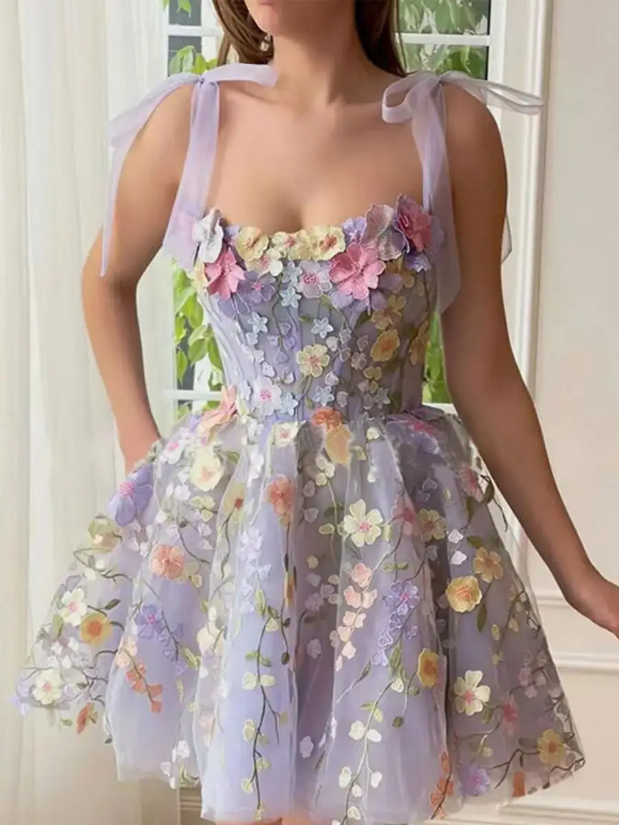 Sexy Faionable ricamato cinturino fiore 3D Dr Direct Ss abbigliamento donna gonna ort Sle Par Dr senza Sve