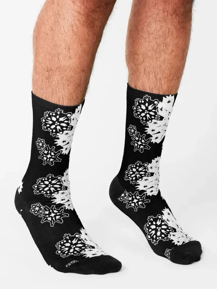 مجموعة جوارب رقاقات الثلج (أبيض) لعيد الميلاد السعيد، جوارب عصرية للسيدات للرجال #3