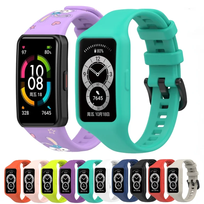 Silicone Strap For Huawei Band 6 Pro/Honor Band 6 Two-in-one anti-drop Sports replacement bracelet Belt For Huawei band 7 Case