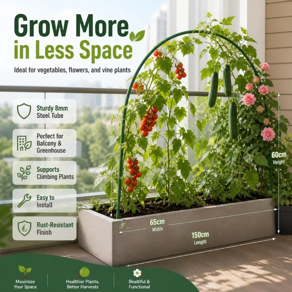 Adjustable Greenhouse Hoop Frame ‌Rust Resistant U Shaped Greenhouse Arch Support Bend DIY Assembly Sturdy Garden Planting Shelf