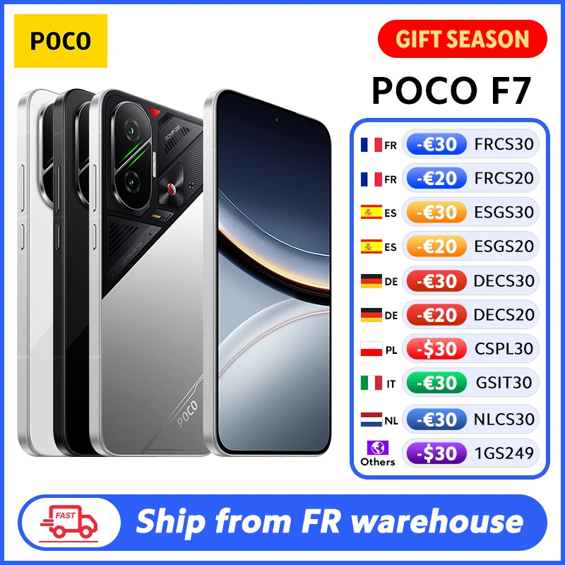 POCO F7 5G Smartphone Globale Version Snapdragon ®   8s Gen 4 NFC 6,83'' AMOLED-Display 50 MP Kamera OIS 6500 mAh 90 W HypeCharge