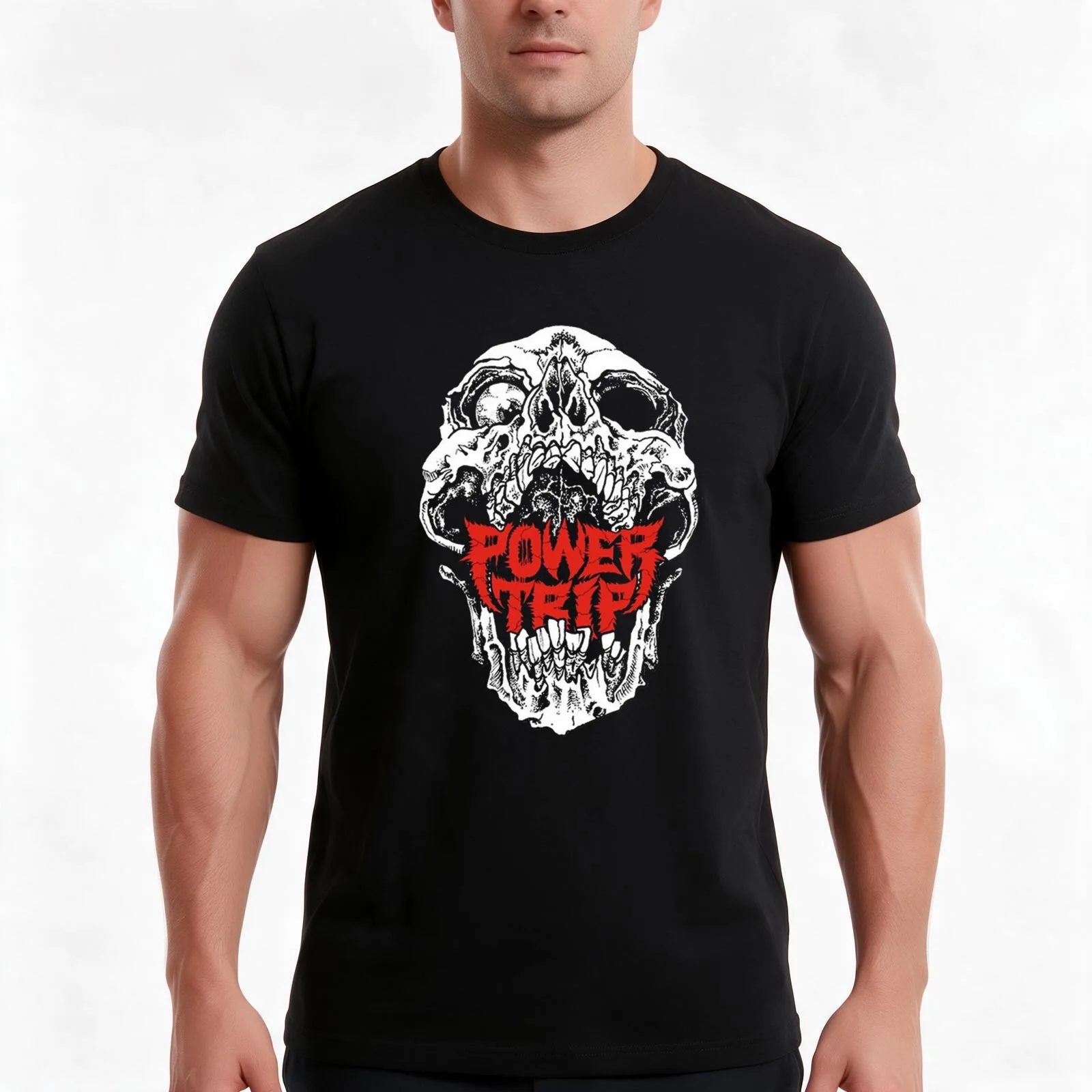 Skeleaton Trip T-Shirt, Summer Casual Cotton Tee, Oversized Streetwear Tops, Vintage Graphic Print, Loose Fit Short Sleeve