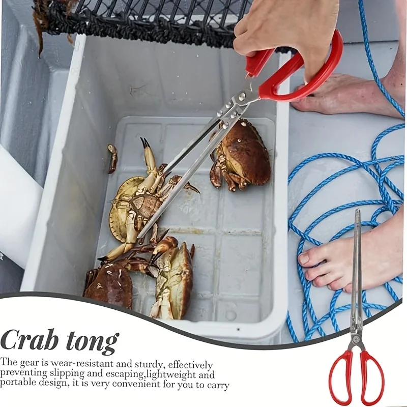 HY Handle Anti-slip Tooth Clamp of Outdoor Sea Crab Ricefield Eel Fishing Catch Hunting Tool Long Nose Pliers Stainless Steel To