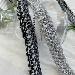 1.5cm Silver Gold Tweed Lace Hand Woven Diy Clothing Accessories Coat Bag Decoration Ribbon Couture Materiel Accessoires Webbing