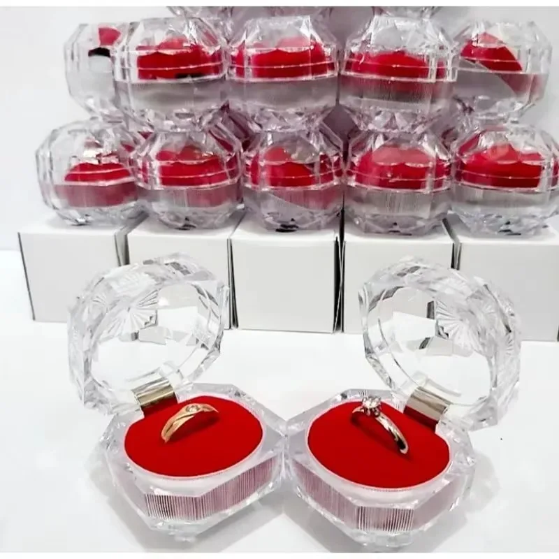 1/50pcs Crystal Transparent Rings Earrings Display Boxes Wedding Ring Box Jewelry Boxes and Packaging Jewelry Organizer Gift Box