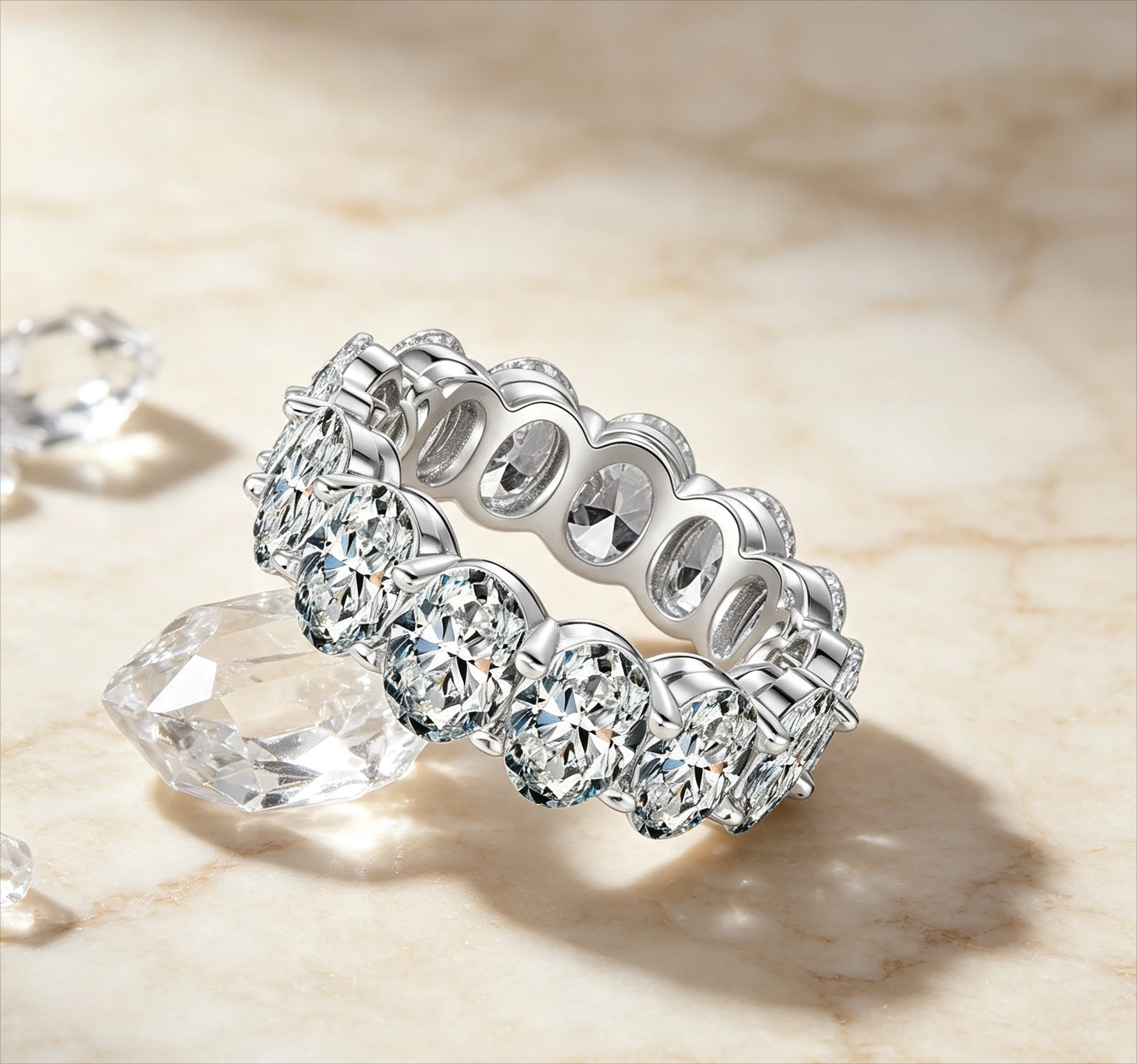 PT950 platinum pigeon egg ring - women's diamond-shaped rowed ring, multiple wearGiving gifts for friends