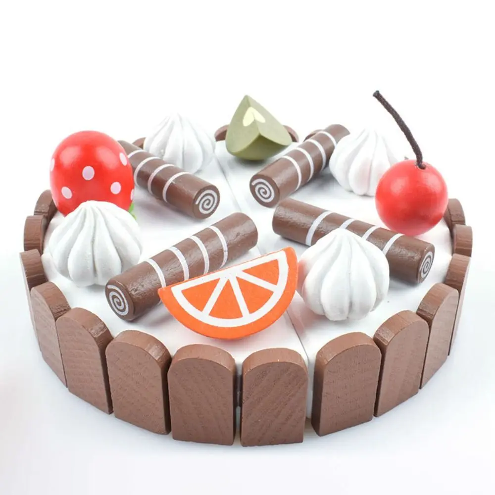Torta di compleanno magnetica Fai finta di simulazione interattiva Cibo in legno Giocattoli da cucina per bambini Fai finta di giocare Montessori