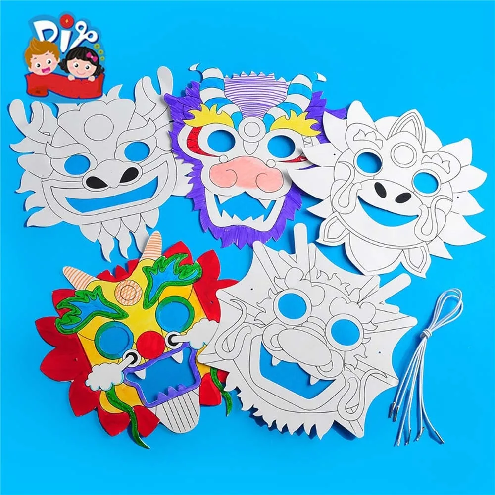 Chinese Dragon Boat Festival DIY Paper Mask Drawing Masks Home Decoration Dragon Boat Festival Toys Graffiti Painting