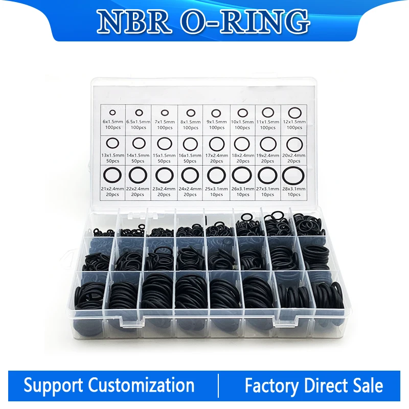 

1200Pcs O-ring Rubber Gaskets Seal Ring Set Nitrile Rubber High Pressure O-Rings NBR Sealing Elastic Band O Rubber Rings Set