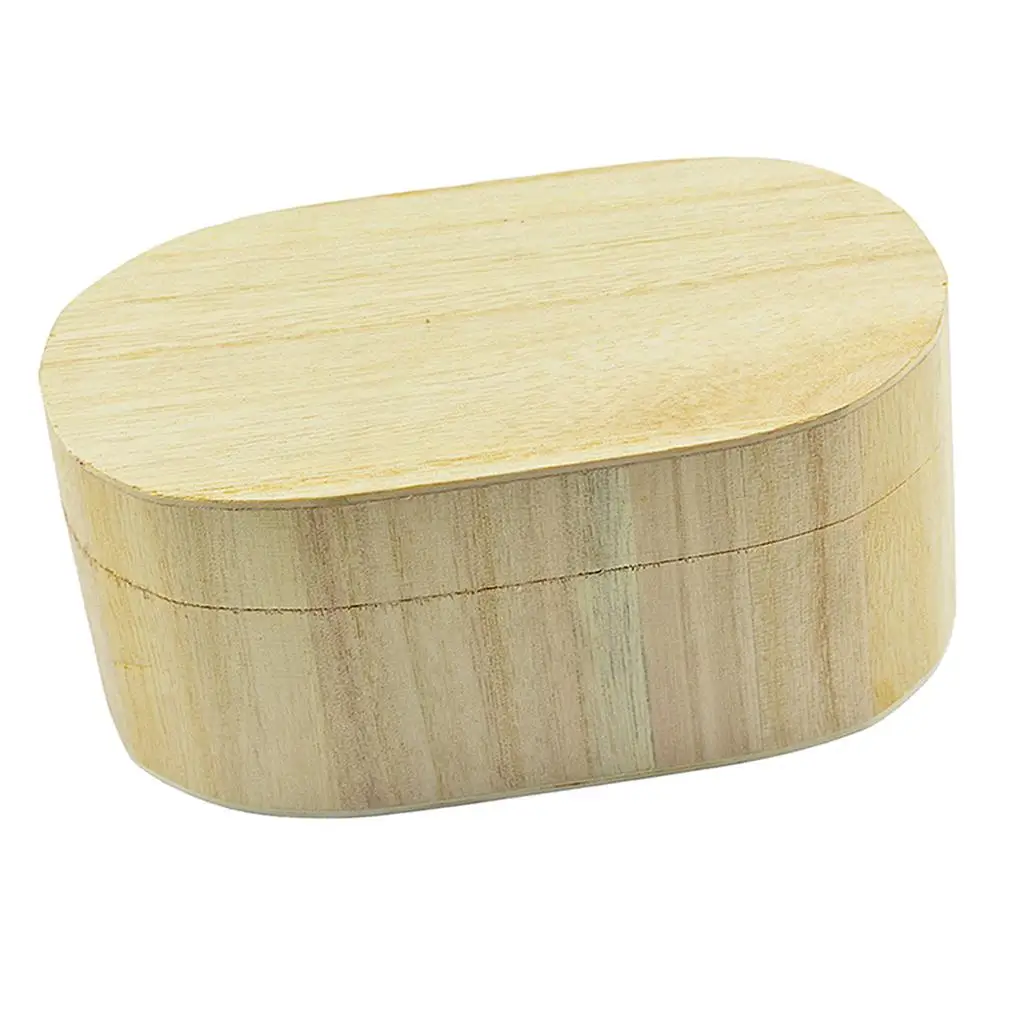 Unfinished Oval Shape Wooden Box Gift Jewelry Box DIY Base for Kids Crafts