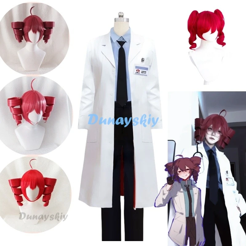 Vtuber Doctor Kasane Teto Cosplay Costume White Coat Outfits Uniform Set Halloween Party Virtual Singer Full Set for Women