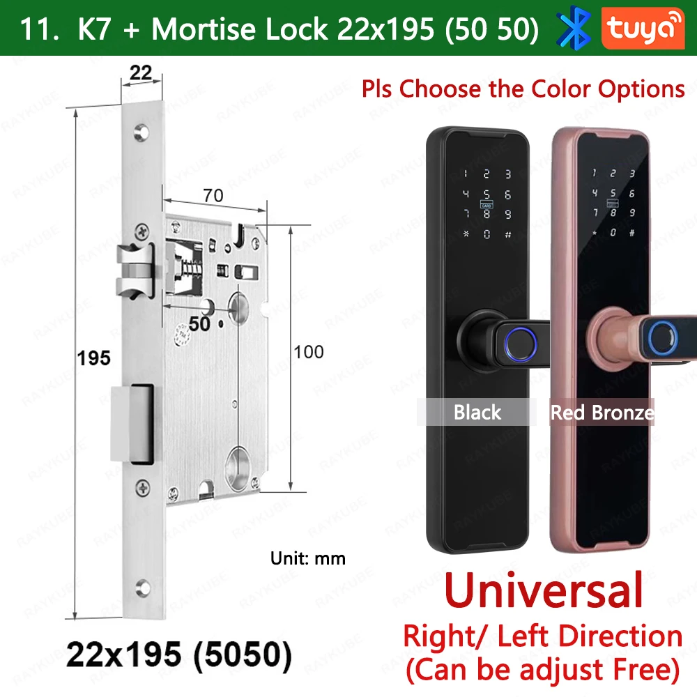 RAYKUBE Biometrisch vingerafdrukdeurslot K7 Pro+ Smart Lock Tuya-app Ontgrendeling op afstand Keyless Lock Elektronisch deurslot