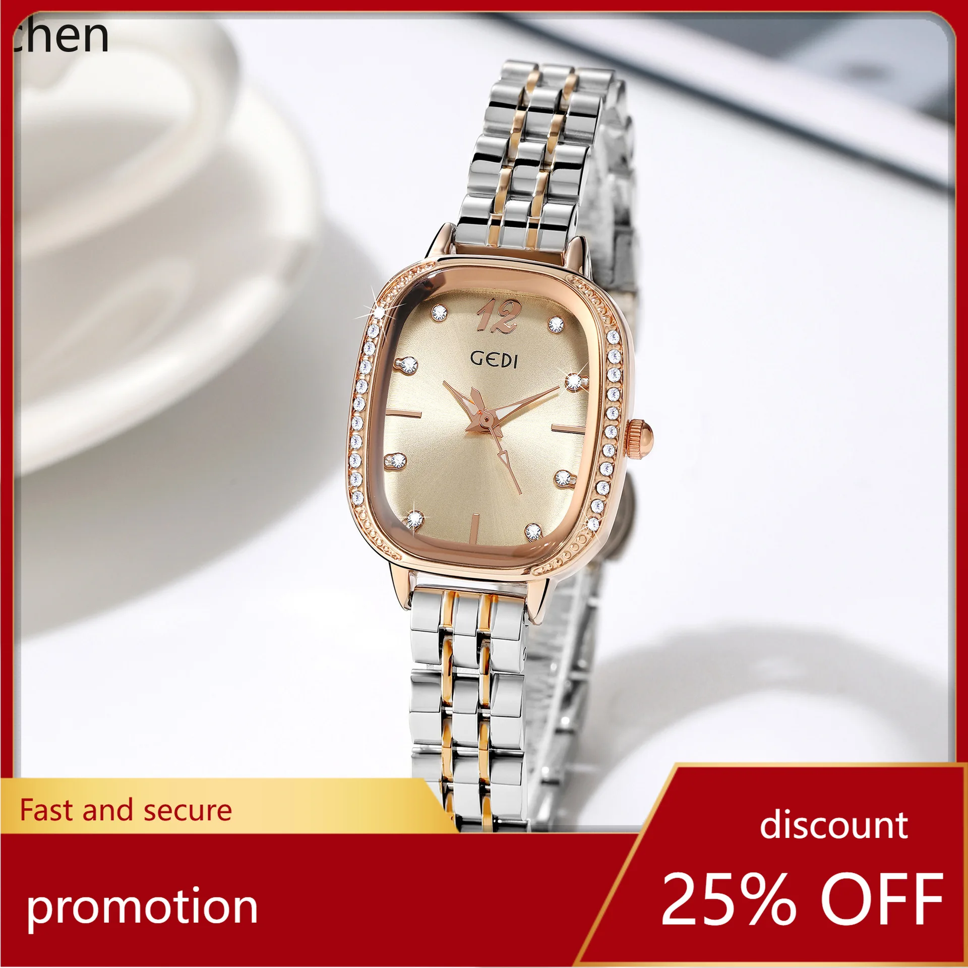 ZML Oval Women's Watch, Compact Two-Tone Stainless Steel Student Watch, Waterproof Quartz Ladies' Watch