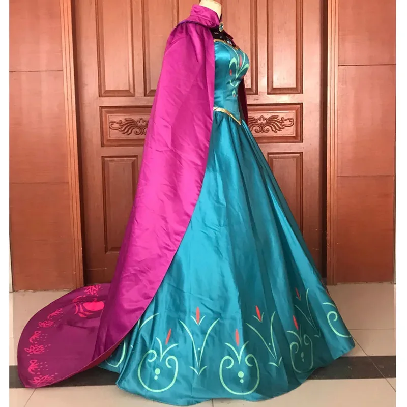 

2025 aaa Movie Ice Snow Cosplay Queen Elsa Costume Adult Women Fashion Dress With Cloak Fancy Halloween Party