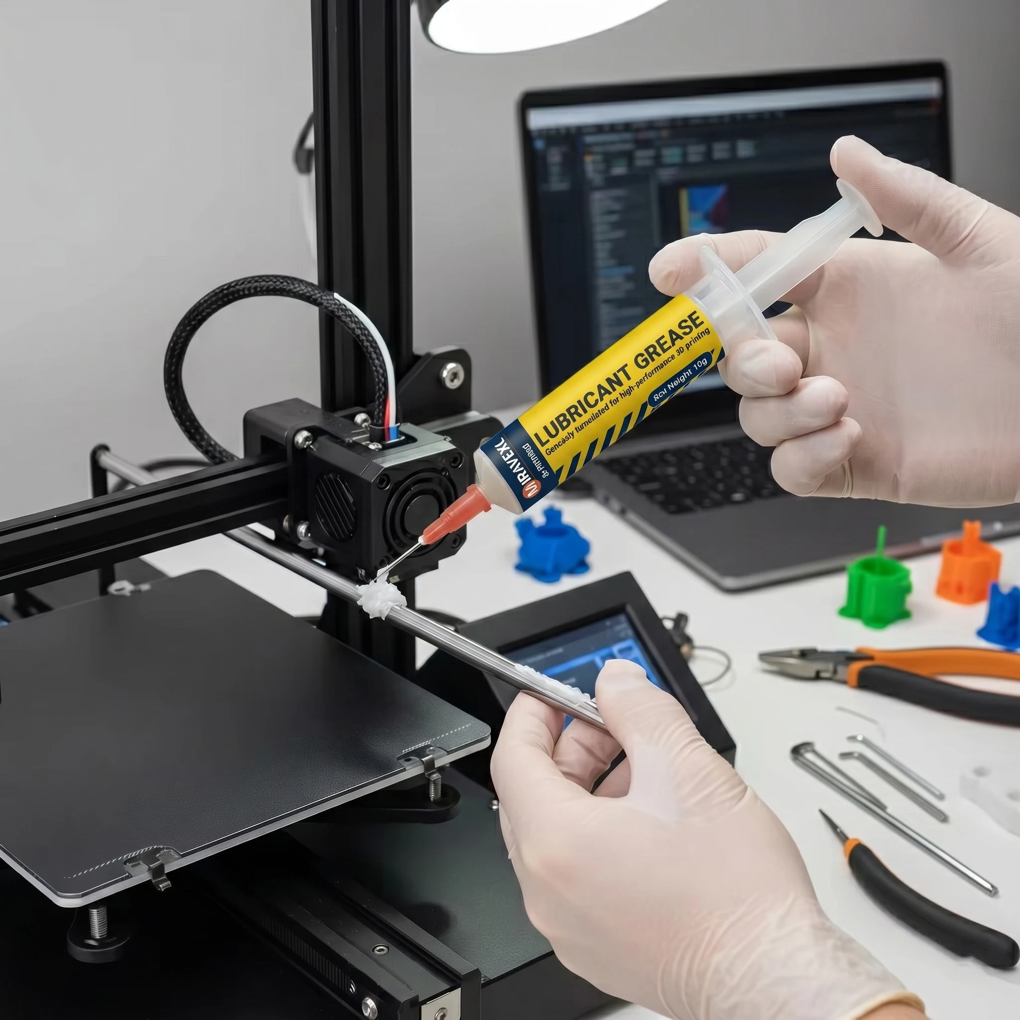 

Synthetic Lubricating Grease for 3D Printer Lead Screw Linear Guide Rail Z-Axis Gear Maintenance Lube Syringe Tool.