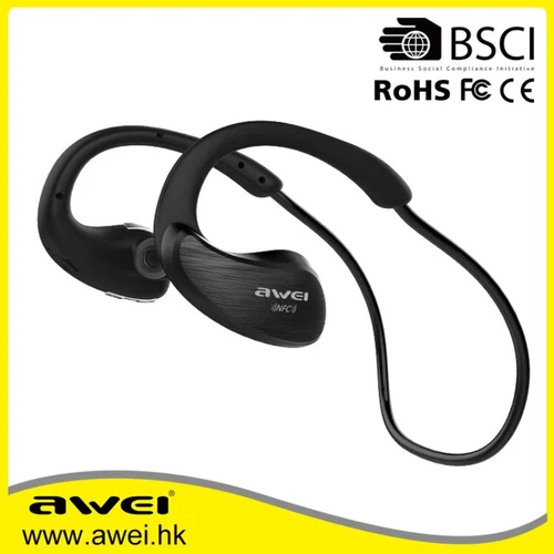 Imagen 2 del producto Auriculares Bluetooth deportivos A885BL Awei, 23,5 g, ligeros y IPX4 impermeables, NFC y CVC6.0, reducción de ruido, correr/gimnasio