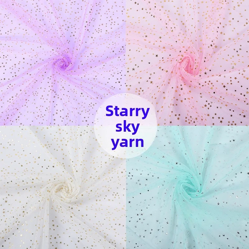 Star Glitter Mesh Fabric for DIY Sewing Dress Room Decoration Anchor Photo Prop Fabrics Cloth Material By The Meter