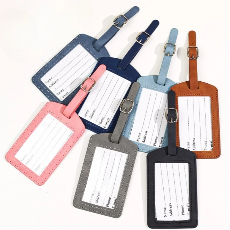 

Leather Luggage Tag Name Address ID Holder Travel Accessories Baggage Label Suitcase Tag