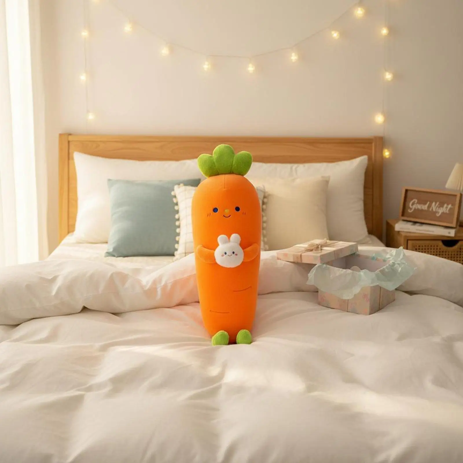 Carrot Design Plush Pillow Bunny Plush Toy Long Body Pillow for Leg Support Cute Rabbit Stuffed Animal Home Decor Gift