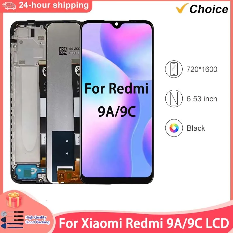 Display LCD IPS da 6,53'' per Xiaomi Redmi 9A M2004C3L, Touch Screen Digitizer per Redmi 9C LCD M2006C3MT, Ricambi Schermo