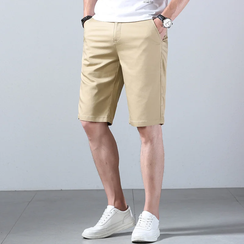 Ice Silk Men Shorts Plus Size 42 44 46 Summer Thin Casual Straight Male Modal Breathable Knee Length Black Khaki Half Trousers