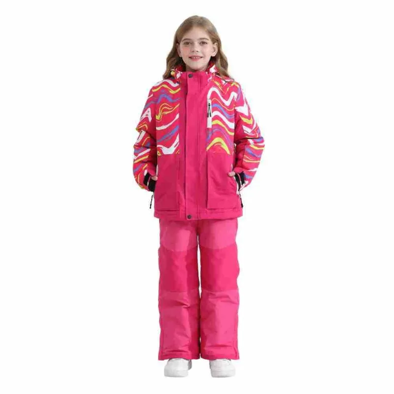 

New Colorful Children's Outdoor Jacket Skiwear Winter Velvet Thickened Girls' Waterproof Outdoor Warm Top