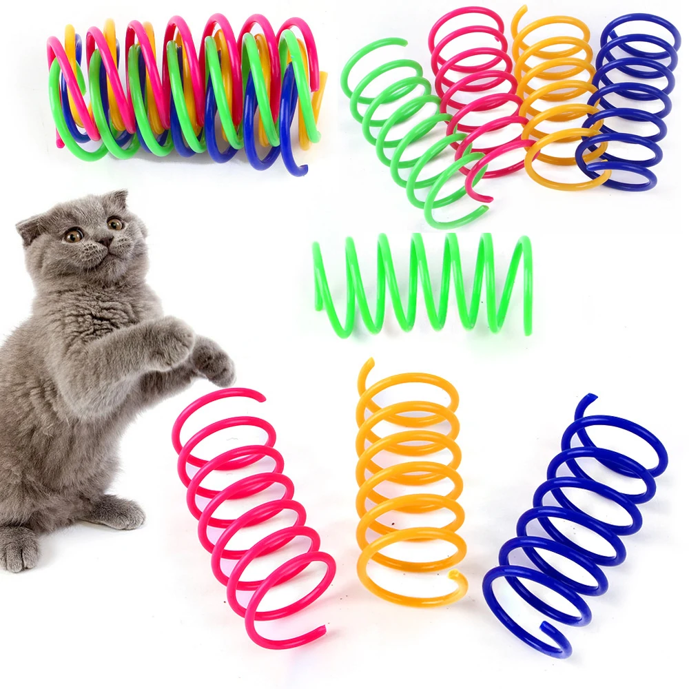 4/8/20/50Pcs Cat Springs Toys Kitten Coil Spiral Spring Colorful Springs Pet Interactive Gauge Spring Toy Cat Pet Toy Products