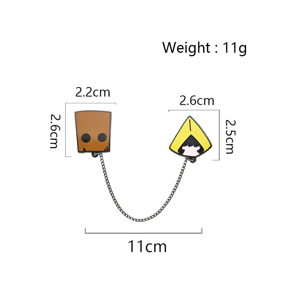 Mono and Six Enamel Pin Chain Brooch Game Paper Bag Yellow Raincoat Metal Badge Linked Lapel Pin Fans Collectible Jewelry Gift