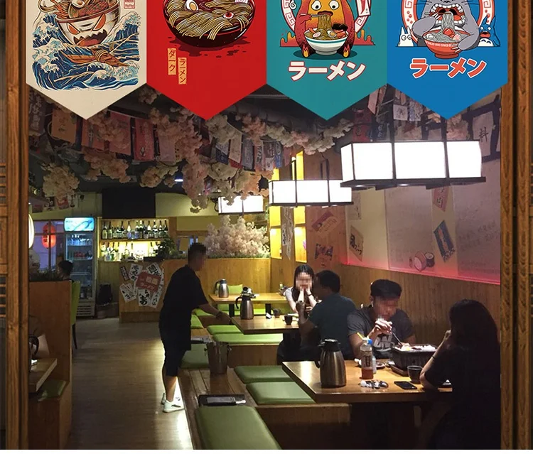 Benutzer definierte Japan kurze Tür Noren Vorhang Ramen Wimpel Küchen tür Trennwand halben Vorhang Restaurant Eingang hängen Flagge Vorhang – Detail 3