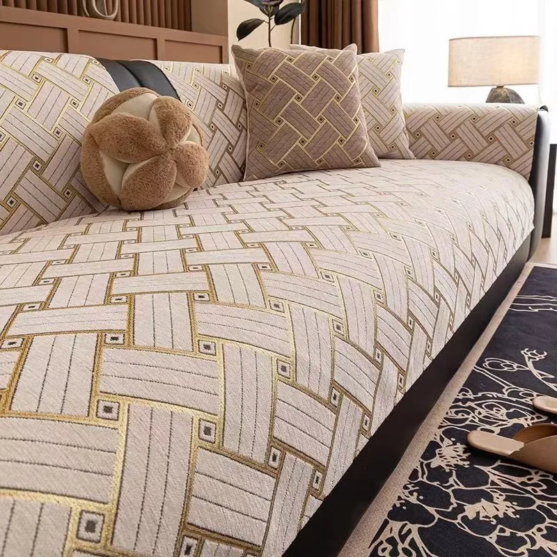 1pcs Four Seasons Geometric Pattern Sofa Mat Universal Non Slip Furniture Protective Cover for Living Room Decor