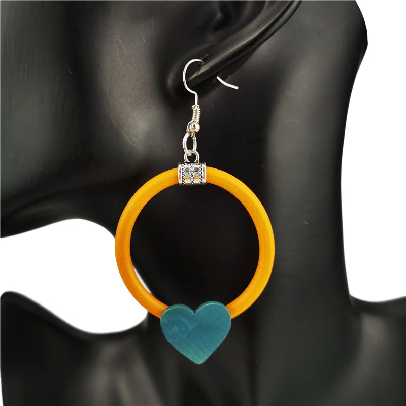 New Fashion Women Handmade Hoop Love Design Earrings, Multi-color Options Bohemian Style Matching Jewelry Ethnic Style Earrings