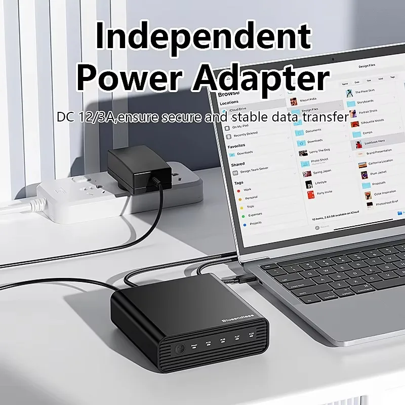 Aluminum M2 4-Bay USB4 External NVME SSD Enclosure M.2 NVME 4 Bay 40Gbps M.2 NVME RAID SSD Enclosure Case with Cooling Fan view 5