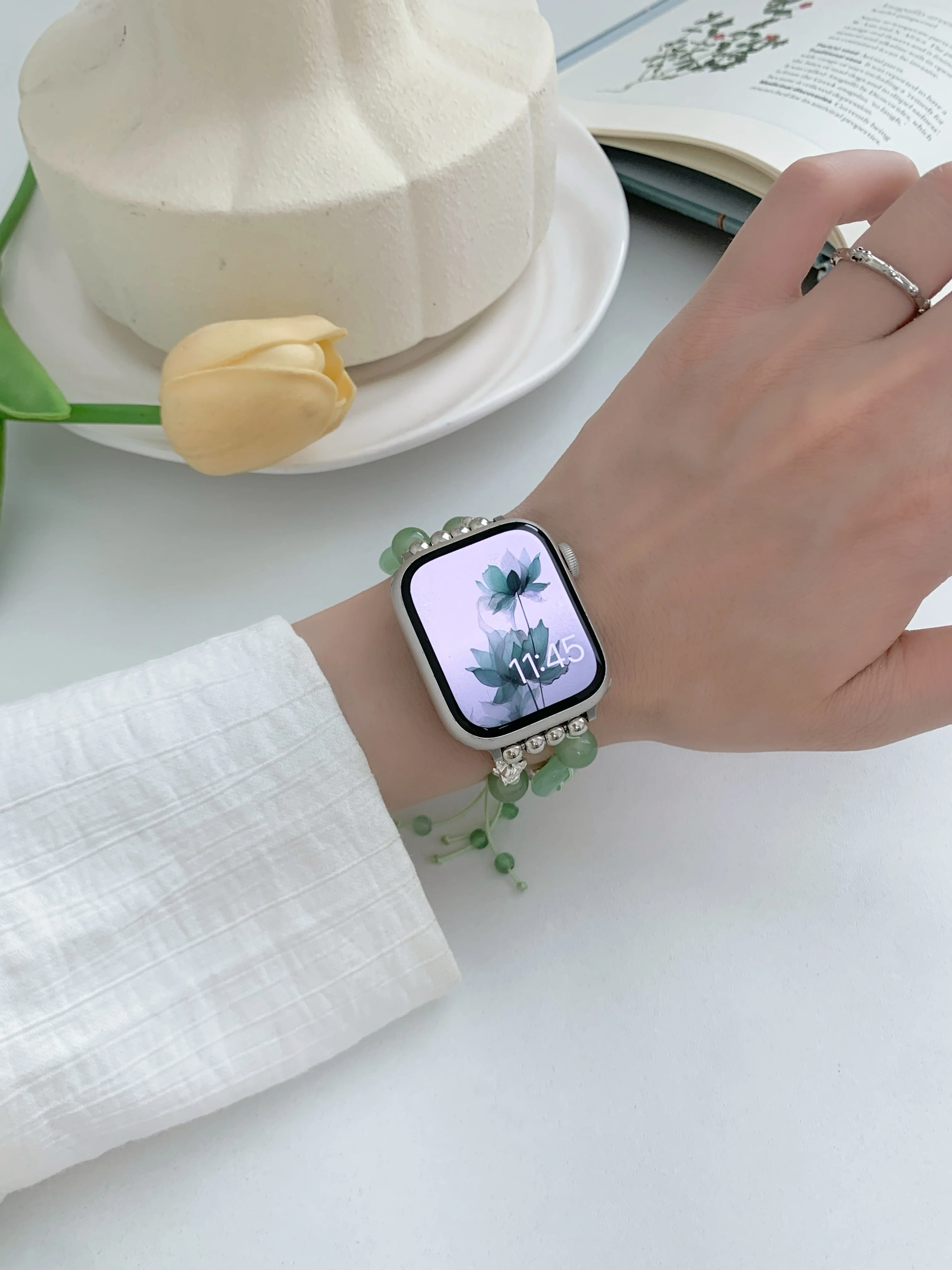 Women\'s bead woven bracelet strap compatible with 38/40/41/42/44/45/46/49mm Apple Watch strap Apple Watch strap Apple Watch stra