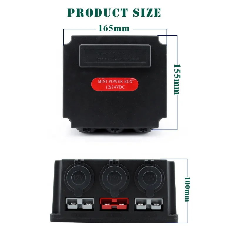 Camping Mini Power Box Control Box with 4 USB +1Type C with Ander Connector +3 Cigarette Lighter Socket and Voltage Display