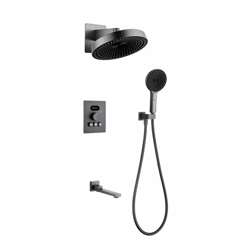 gunmetal or brushed gold 3 way digital Thermostatic Faucet Shower Faucet in Wall Mount Bathroom Tap Shower Set
