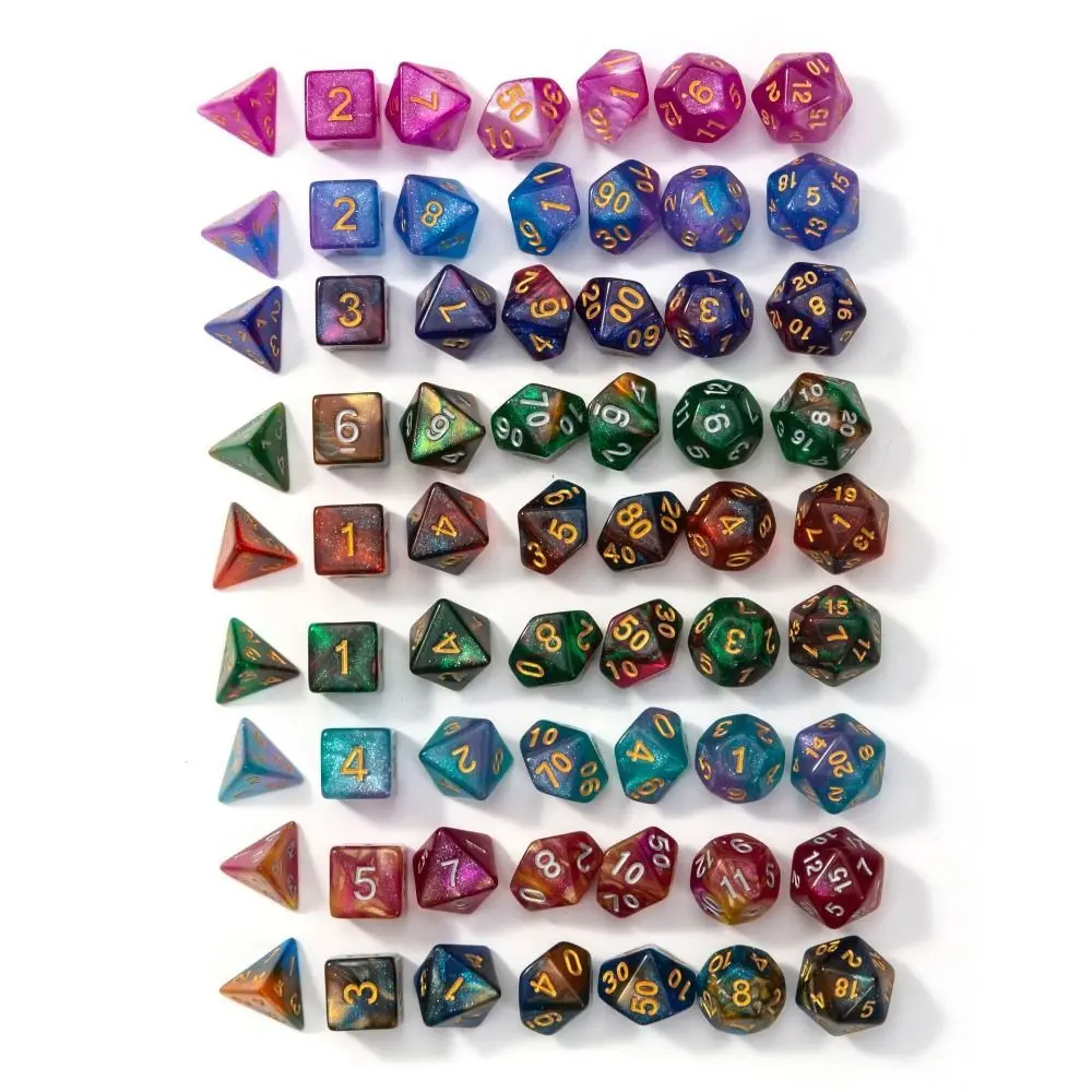 7Pcs/set Multifaceted Digital Dice Set Acrylic Table Game Opaque Polyhedral Dices for DND Dice Tabletop Role-Playing Game Gift
