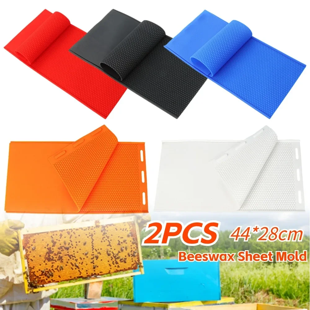 

2pcs Beeswax Press Sheet Moulds Embosser Machine Mold Silicone Flexible Honeybee Wax Flake Nest Base Mold Beekeeper Accessories