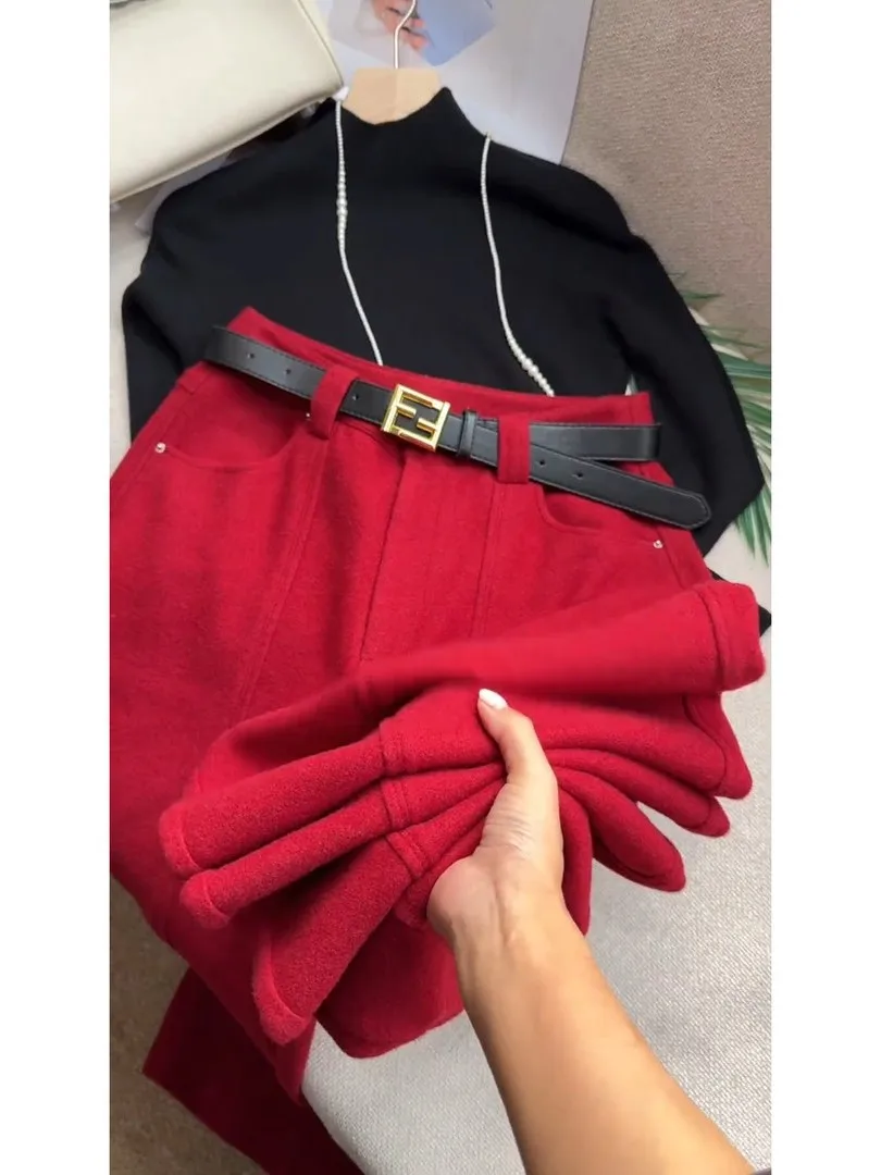 

Red High Waist Wide Leg Pants Women's Spring Faion Set Casual Sle Long Pants High Waist Bridesmaid Dres