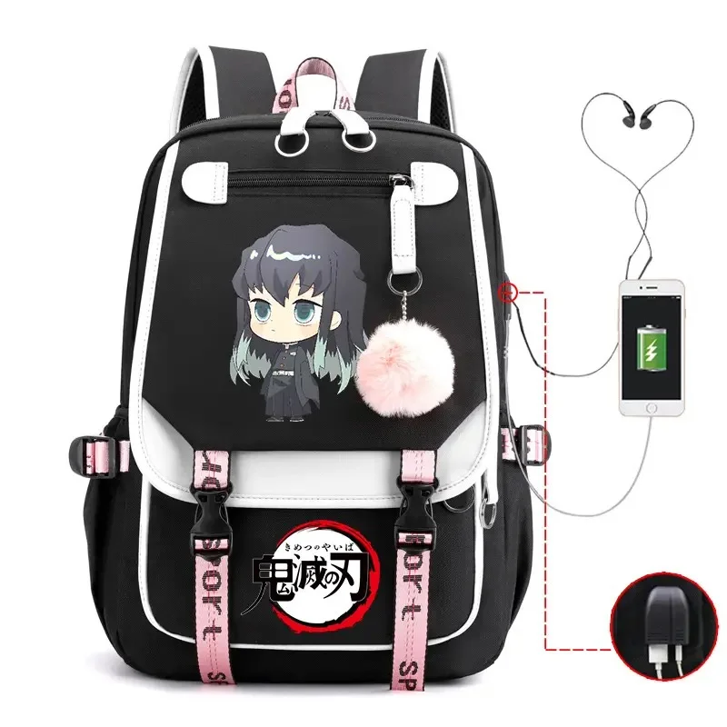 Kimetsu No Yaiba Hashira Geiko Hen Backpack Teenarges Schoolbag USB Laptop Bag Child Boys Rucksack Travel Shoulder Outdoor Bags