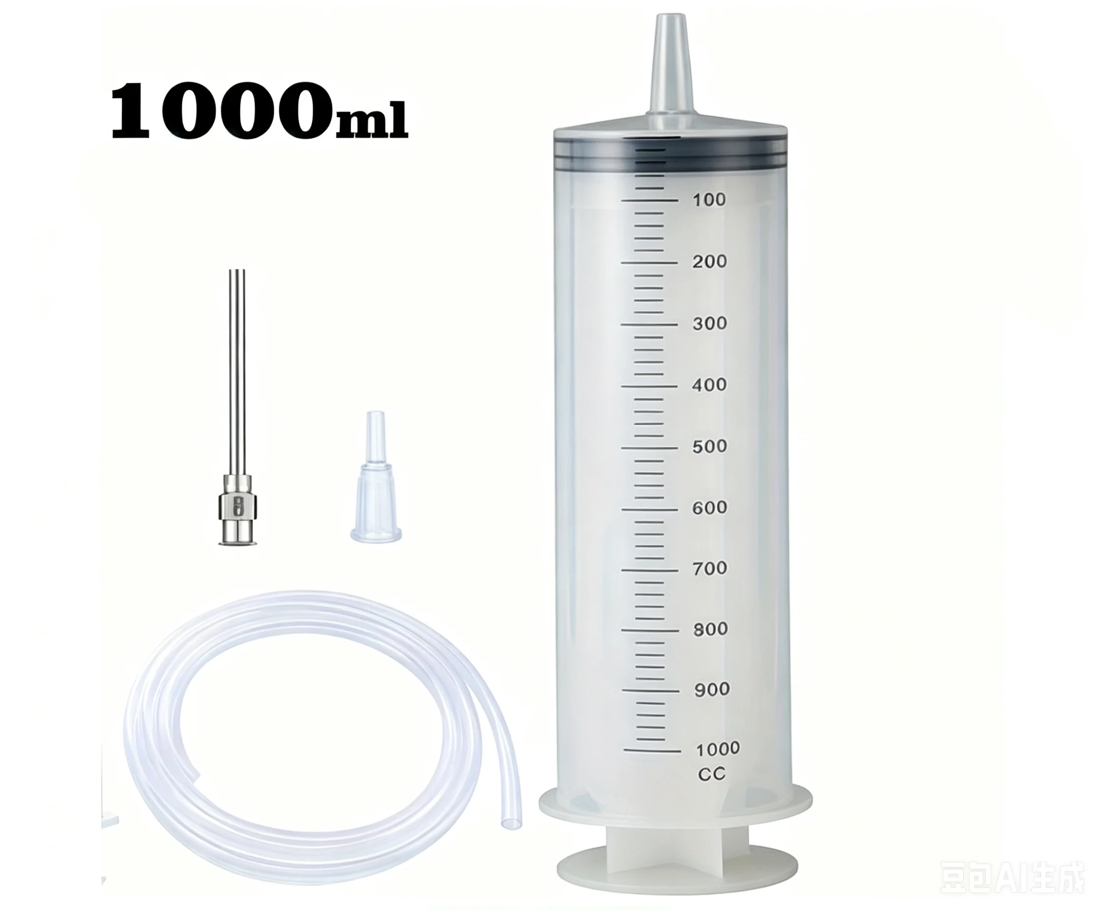 1000ml Large Capacity Plastic Syringe Kit With Hose Metal Needle Auto Oil Extraction Pet Feeding Lab Liquid Filling Tool