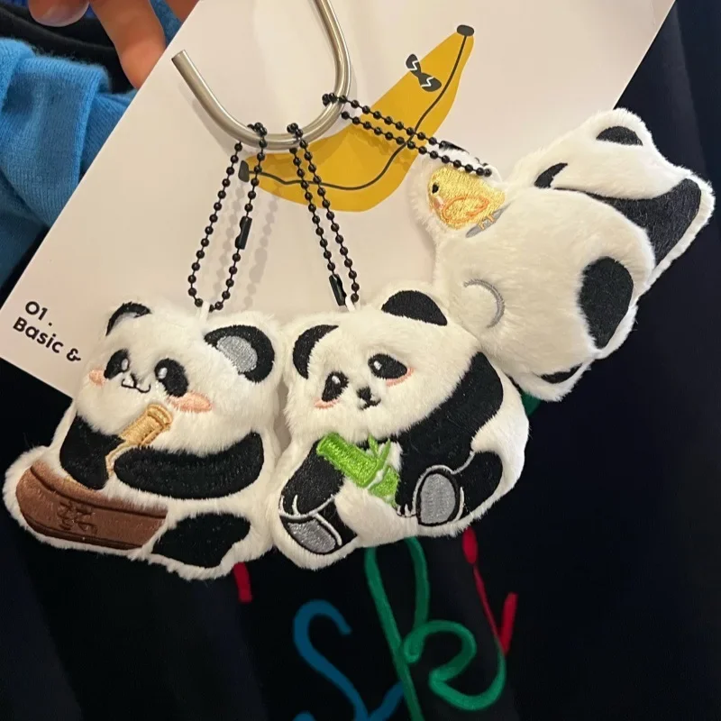 

키링 Panda Plush Toy Keychain Doll Kawaii Cartoon Bag Pendant Bag Auto Accessories Car Key Chain Pendant Ornaments Fashion Gift