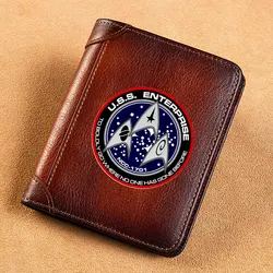 High Quality Genuine Leather Wallet Starfleet U.S.S Enterprise Printing Standard Purse BK100