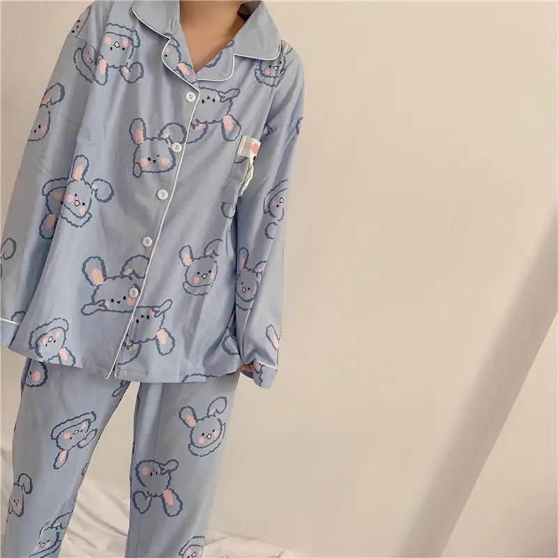 Women Spring Pajamas Long Sleeve Loose Pyjamas Leopard Print Casual Nightdress Lapel Print Sleepwear Casual Comfortable Homewear