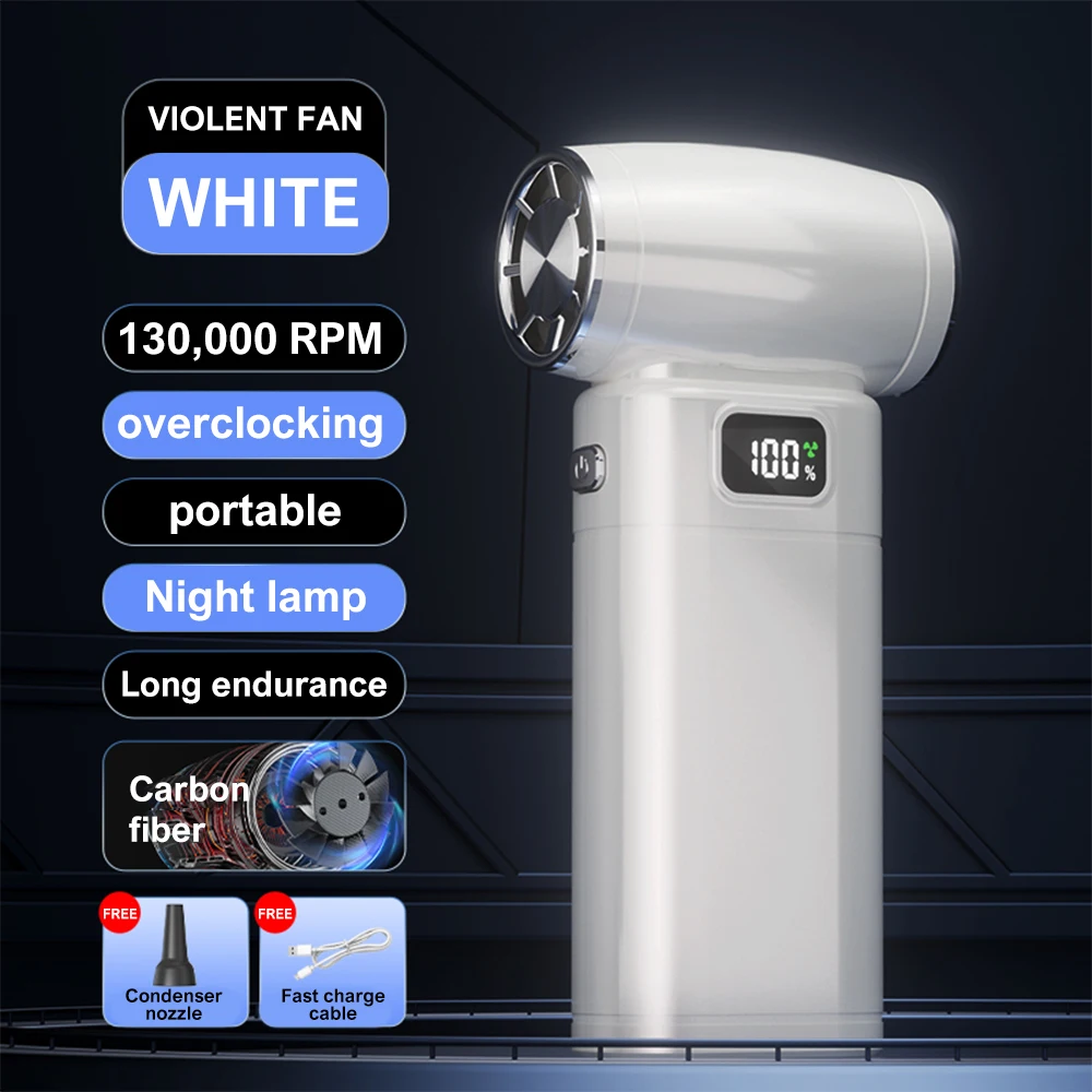 Turbo Jet Fan 130000RPM Mini Air Blower Handheld Electric Brushless Motor Violent Blower Wind Speed 52m/s Industrial Duct Fan