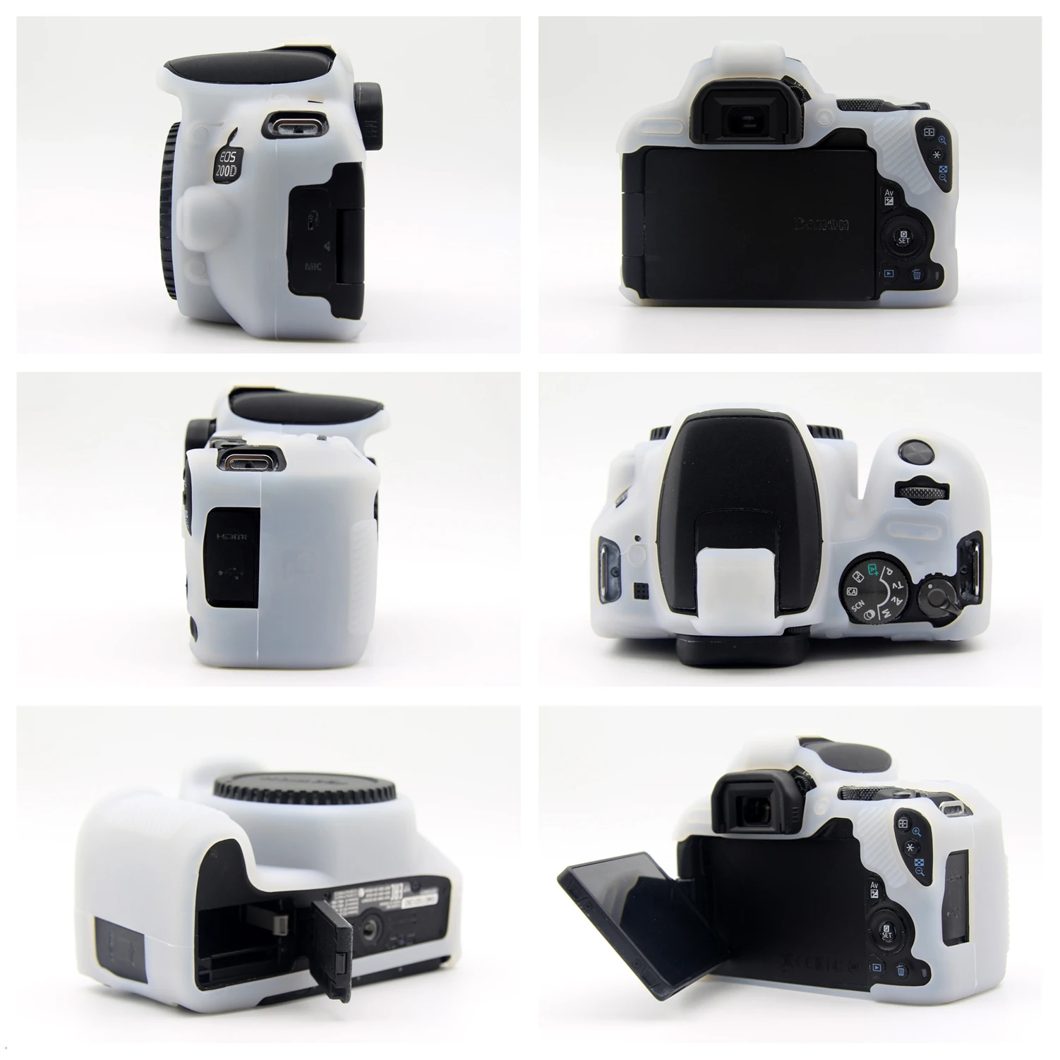 Rubber Silicon Case Soft Body Cover Protector Skin for Canon EOS 200D 250D / 200D II Rebel SL2 SL3 Kiss X9 X10 DSLR Camera