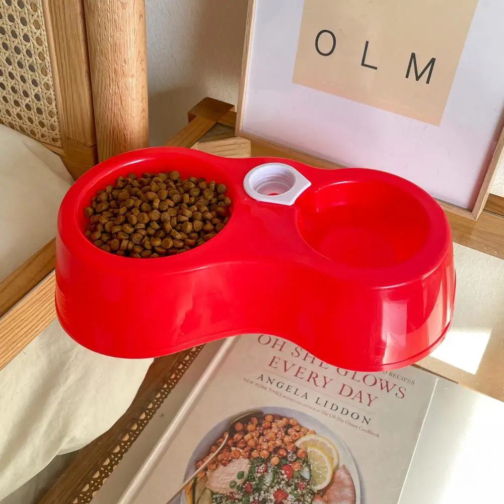 Pet Food Feeder Feeding Dish Double Pet Bowls Red Color Leak-proof  Eco-friendly Pet Automatic Drinking Water Feeder