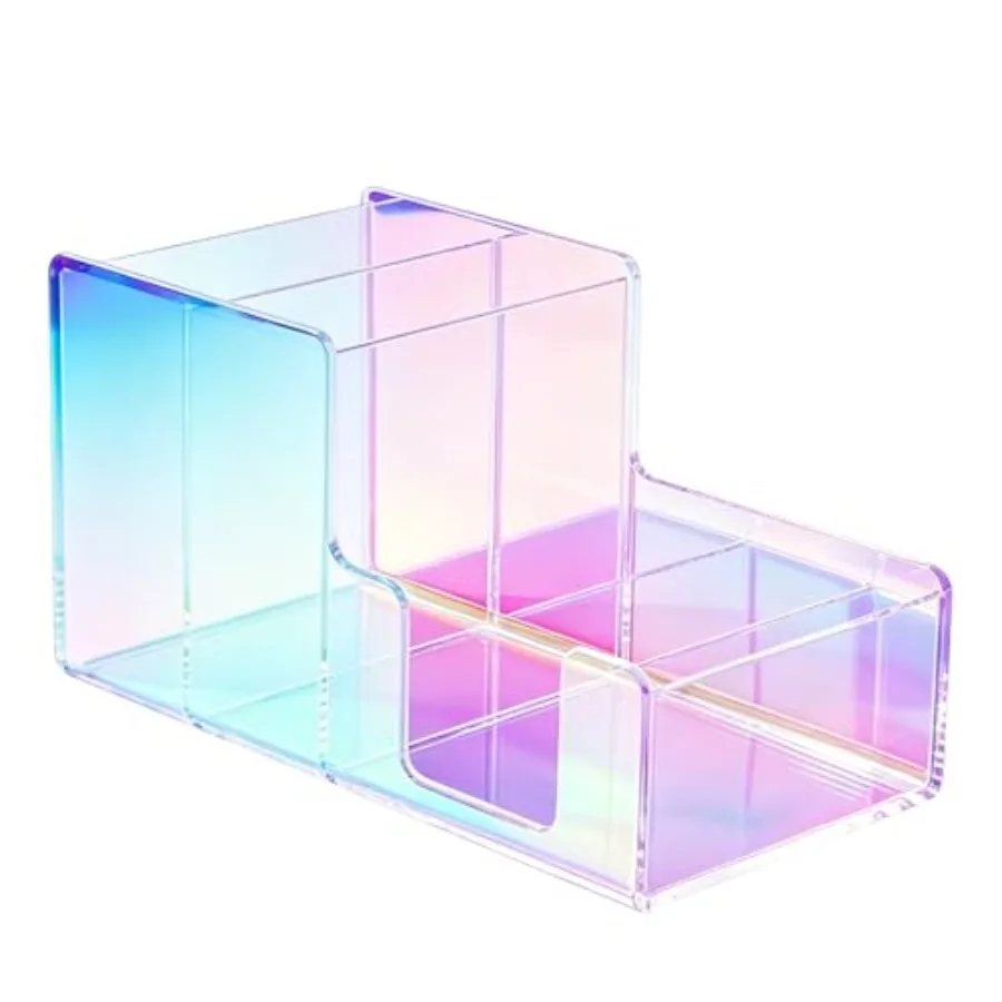 

Acrylic Desk Organizer with 3 Compartments - Pencil Holder for Office, School and Home - Large Capacity Stationery Storage for