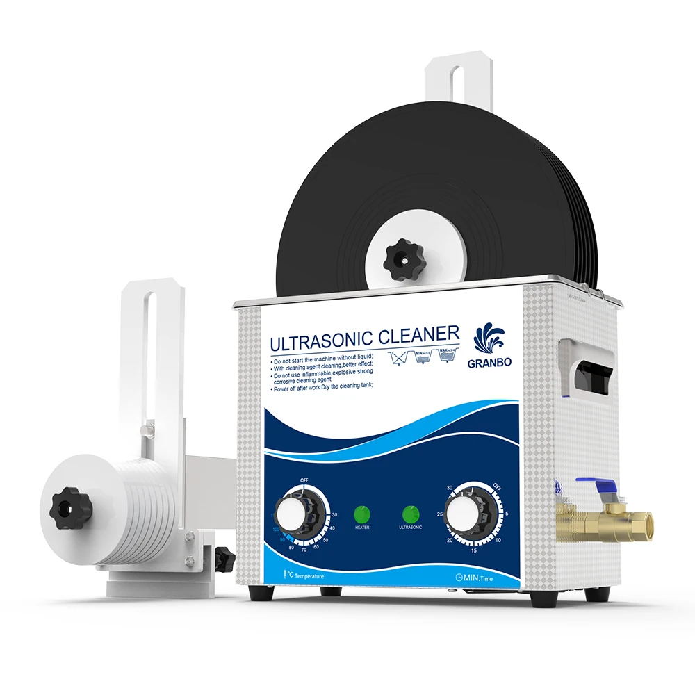 6.5L Ultrasonic Vinyl Record Cleaner 180W Waterproof Washer with Lifter Bracket Kit for LP & EP Albums